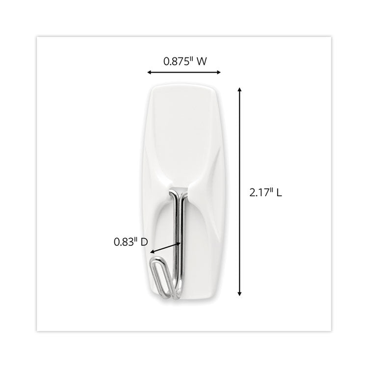 General Purpose Hooks, Medium, Metal, White, 2 lb Capacity, 35 Hooks and 40 Strips/Pack