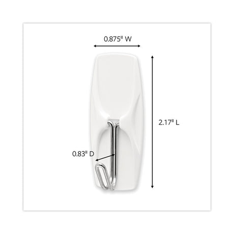 General Purpose Hooks, Medium, Metal, White, 2 lb Capacity, 35 Hooks and 40 Strips/Pack