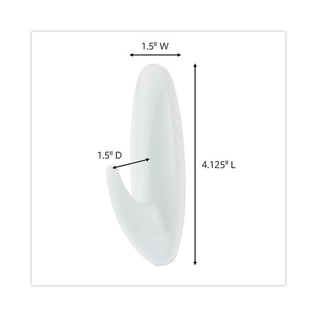 Designer Hooks, Large, Plastic, White, 5 lb Capacity, 16 Hooks and 24 Strips/Pack
