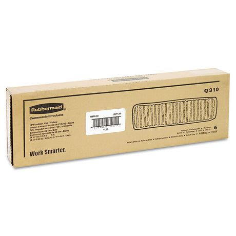 Microfiber Scrubber Pad, Vertical Polyprolene Stripes, 18", Yellow, 6/Carton