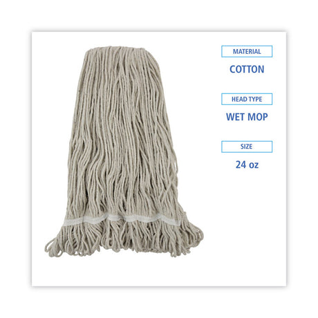 Pro Loop Web/Tailband Wet Mop Head, Cotton, 24oz, White