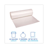 High-Density Can Liners, 60 gal, 11 mic, 38  x 58 , Natural, Perforated Roll, 25 Bags/Roll, 8 Rolls/Carton