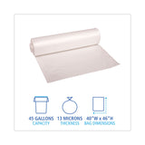High-Density Can Liners, 45 gal, 13 mic, 40  x 46 , Natural, Perforated Roll, 25 Bags/Roll, 10 Rolls/Carton