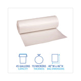 High-Density Can Liners, 45 gal, 19 mic, 40  x 46 , Natural, Perforated Roll, 25 Bags/Roll, 6 Rolls/Carton