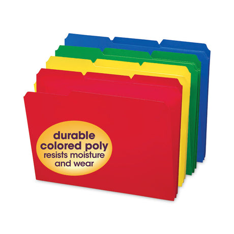 Top Tab Poly Colored File Folders, 1/3-Cut Tabs: Assorted, Letter Size, 0.75" Expansion, Assorted Colors, 24/Box