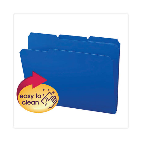 Top Tab Poly Colored File Folders, 1/3-Cut Tabs: Assorted, Letter Size, 0.75" Expansion, Blue, 24/Box