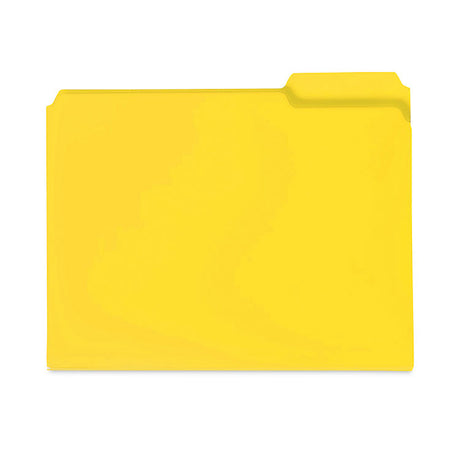 Top Tab Poly Colored File Folders, 1/3-Cut Tabs: Assorted, Letter Size, 0.75" Expansion, Yellow, 24/Box