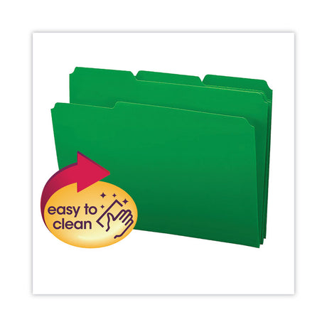 Top Tab Poly Colored File Folders, 1/3-Cut Tabs: Assorted, Letter Size, 0.75" Expansion, Green, 24/Box