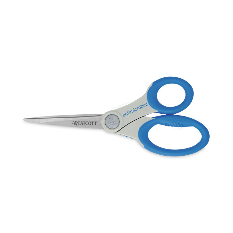 Scissors with Antimicrobial Protection, 8" Long, 3.5" Cut Length, Blue Straight Handle