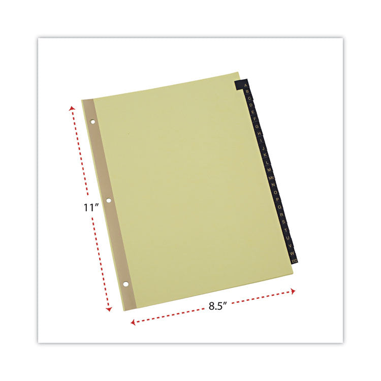 Deluxe Preprinted Simulated Leather Tab Dividers with Gold Printing, 25-Tab, A to Z, 11 x 8.5, Buff, 1 Set