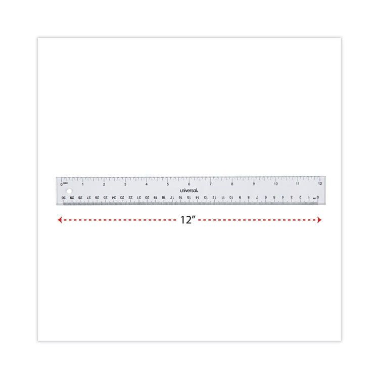 Clear Plastic Ruler, Standard/Metric, 12" Long, Clear