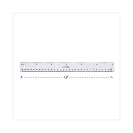 Clear Plastic Ruler, Standard/Metric, 12" Long, Clear