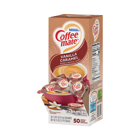 Liquid Coffee Creamer, Vanilla Caramel, 0.38 oz Mini Cups, 50/Box, 4 Boxes/Carton, 200 Total/Carton