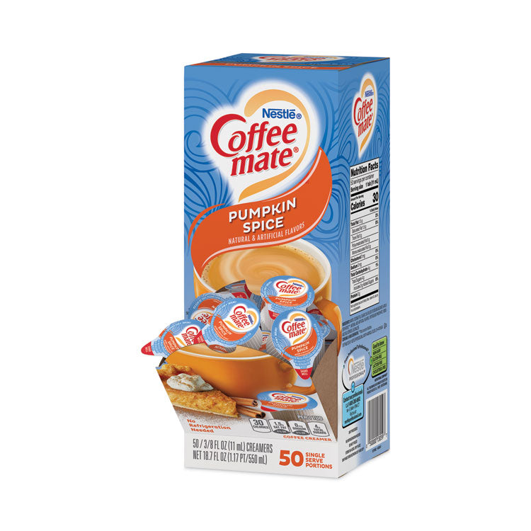 Liquid Coffee Creamer, Pumpkin Spice, 0.38 oz Mini Cups, 50/Box, 4 Boxes/Carton, 200 Total/Carton