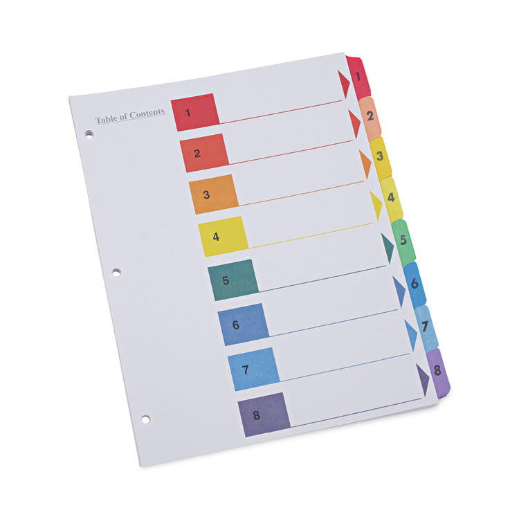 Deluxe Table of Contents Dividers for Printers, 8-Tab, 1 to 8  Table Of Contents, 11 x 8.5, White, 6 Sets