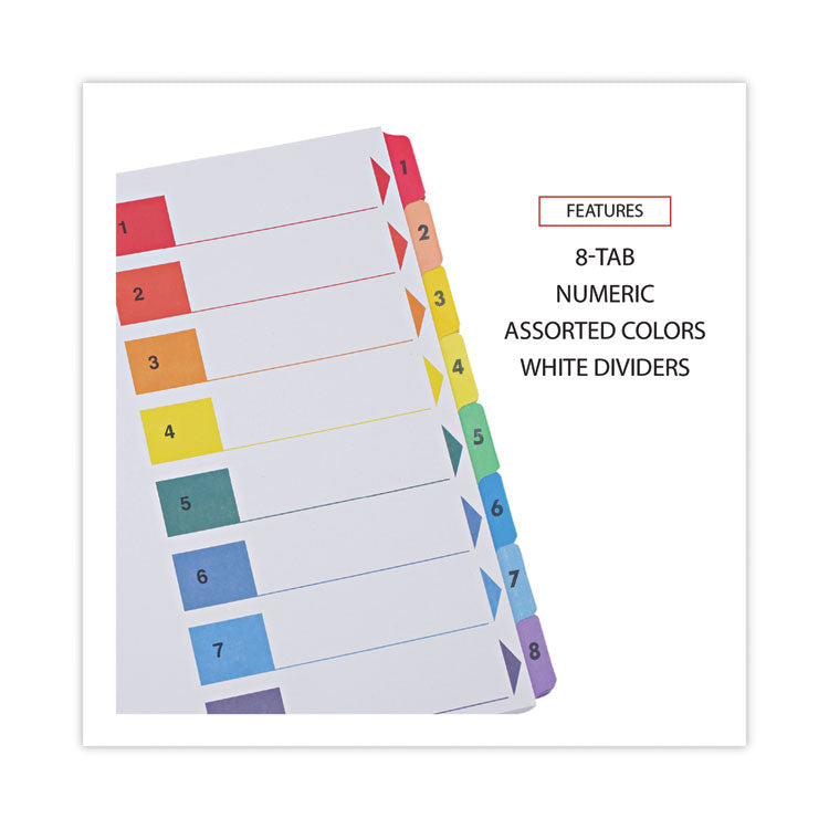 Deluxe Table of Contents Dividers for Printers, 8-Tab, 1 to 8  Table Of Contents, 11 x 8.5, White, 6 Sets