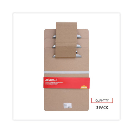 Hardboard Clipboard, 1.25" Clip Capacity, Holds 8.5 x 11 Sheets, Brown, 3/Pack