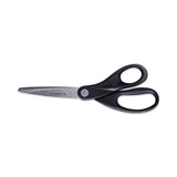 Stainless Steel Office Scissors, 8" Long, 3.75" Cut Length, Black Straight Handle