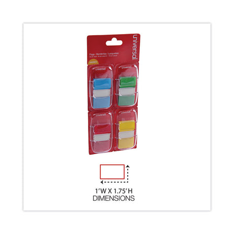 Deluxe Pop-Up Page Flags, 1 x 1.75, Four Assorted Colors, 50 Flags/Dispenser, 4 Dispensers/Pack