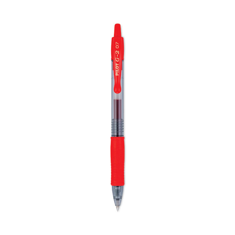 G2 Premium Gel Pen, Retractable, Fine 0.7 mm, Red Ink, Smoke/Red Barrel, Dozen