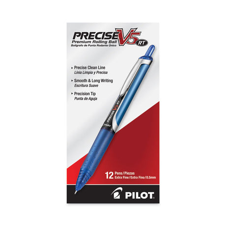 Precise V5RT Roller Ball Pen, Retractable, Extra-Fine 0.5 mm, Blue Ink, Blue Barrel