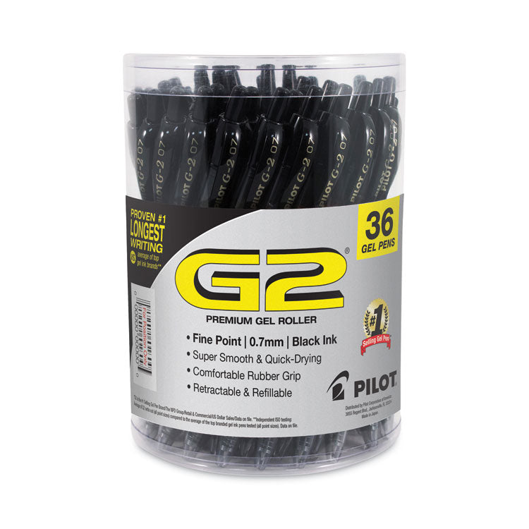 G2 Premium Gel Pen Convenience Pack, Retractable, Fine 0.7 mm, Black Ink, Smoke/Black Barrel, 36/Pack