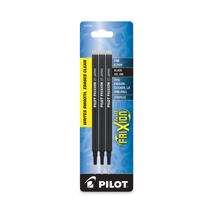 Refill for Pilot FriXion Erasable, FriXion Ball, FriXion Clicker and FriXion LX Gel Ink Pens, Fine Tip, Black Ink, 3/Pack