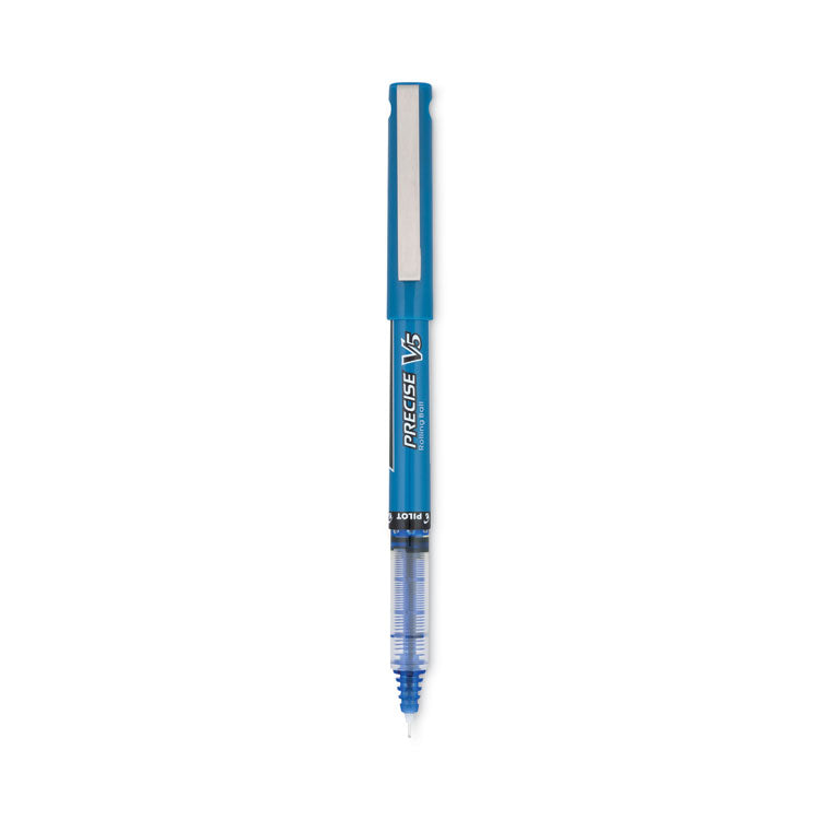 Precise V5 Roller Ball Pen, Stick, Extra-Fine 0.5 mm, Blue Ink, Blue/Clear Barrel, Dozen