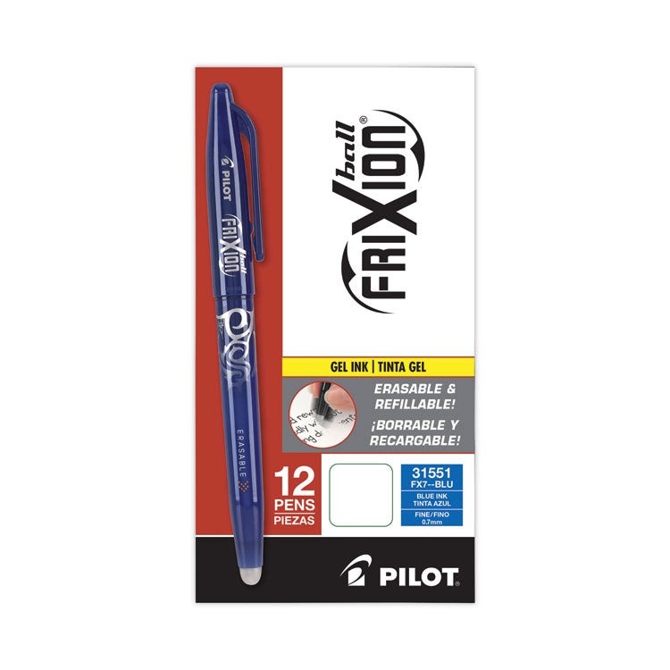 FriXion Ball Erasable Gel Pen, Stick, Fine 0.7 mm, Blue Ink, Blue Barrel