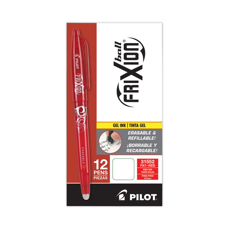 FriXion Ball Erasable Gel Pen, Stick, Fine 0.7 mm, Red Ink, Red Barrel