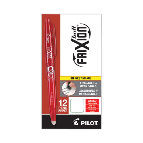 FriXion Ball Erasable Gel Pen, Stick, Fine 0.7 mm, Red Ink, Red Barrel