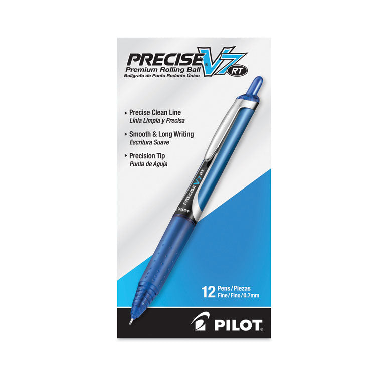 Precise V7RT Roller Ball Pen, Retractable, Fine 0.7 mm, Blue Ink, Blue Barrel