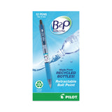 B2P Bottle-2-Pen Recycled Ballpoint Pen, Retractable, Fine 0.7 mm, Black Ink, Translucent Blue Barrel, Dozen