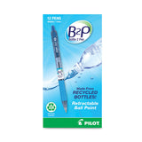 B2P Bottle-2-Pen Recycled Ballpoint Pen, Retractable, Medium 1 mm, Blue Ink, Translucent Blue Barrel, Dozen