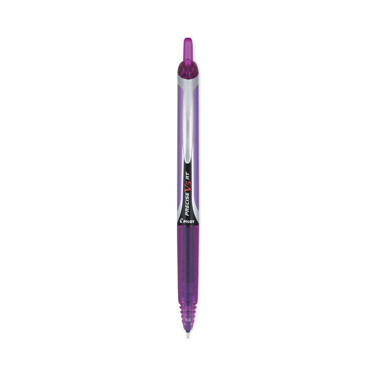 Precise V5RT Roller Ball Pen, Retractable, Extra-Fine 0.5 mm, Purple Ink, Purple Barrel