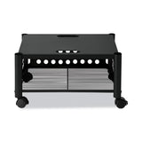 Underdesk Machine Stand, Metal, 2 Shelves, 90 lb Capacity, 21.5" x 17.88" x 11.5", Black