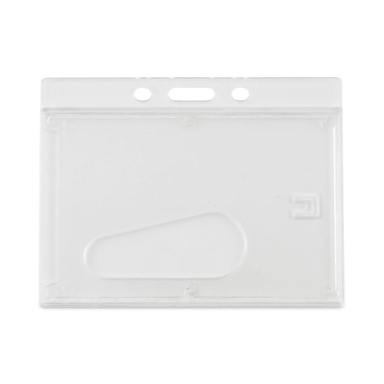 Frosted One-Card Rigid Badge Holders, Horizontal, Frosted 3.68" x 2.75" Holder, 3.38" x 2.13" Insert, 25/Box