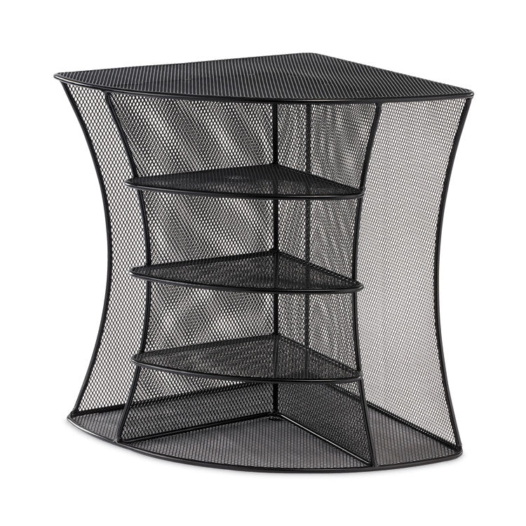 Onyx Mesh Corner Organizer, Six Sections, 15 x 11 x 13, Black