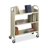 Steel Single-Sided Book Cart, Metal, 3 Shelves, 300 lb Capacity, 36  x 14.5  x 43.5 , Sand