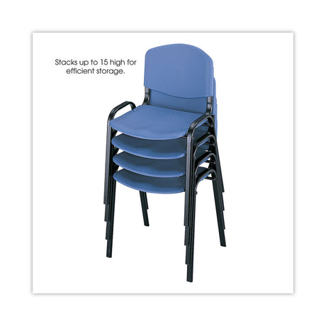 Stacking Chair, Supports Up to 250 lb, 18  Seat Height, Blue Seat, Blue Back, Black Base, 4/Carton