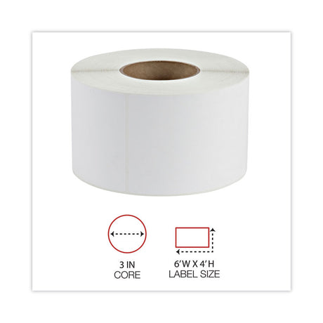 Thermal Transfer Blank Shipping Labels, Label Printers, 4 x 6, White, 1,000/Roll, 4 Rolls/Carton