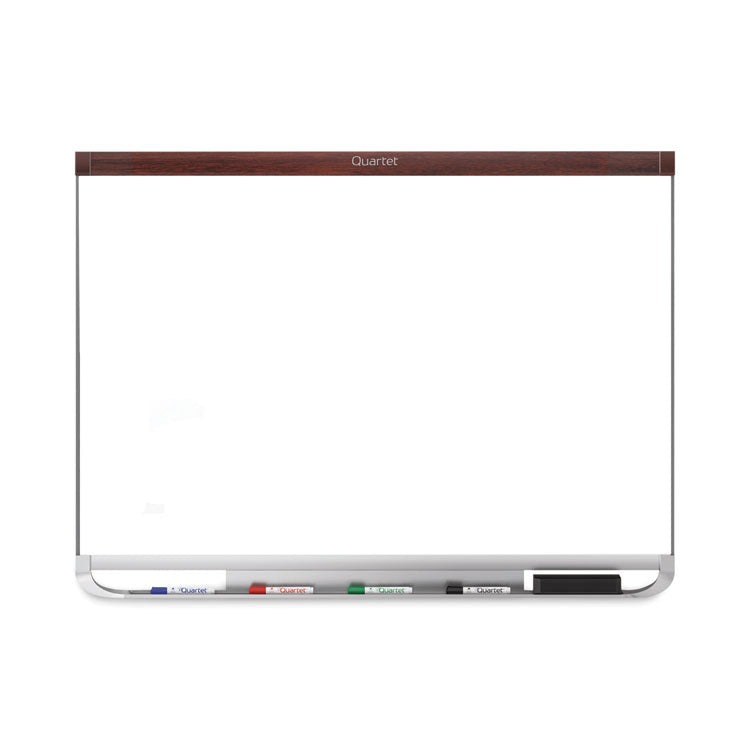 Prestige 2 DuraMax Magnetic Porcelain, 48 x 36, White Surface, Mahogany Fiberboard/Plastic Frame