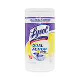 Dual Action Disinfecting Wipes, 1-Ply, 7 x 7.5, Citrus, White/Purple, 75/Canister, 6 Canisters/Carton