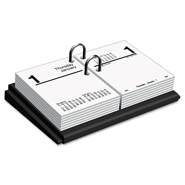Desk Calendar Base for Loose-Leaf Refill, 3 x 3.75, Black