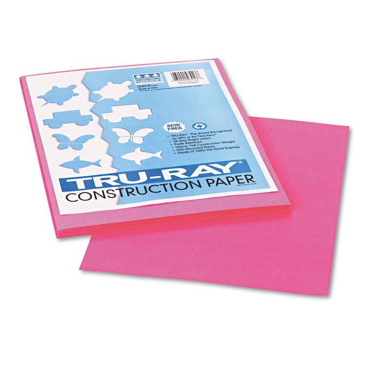 Tru-Ray Construction Paper, 76 lb Text Weight, 9 x 12, Shocking Pink, 50/Pack