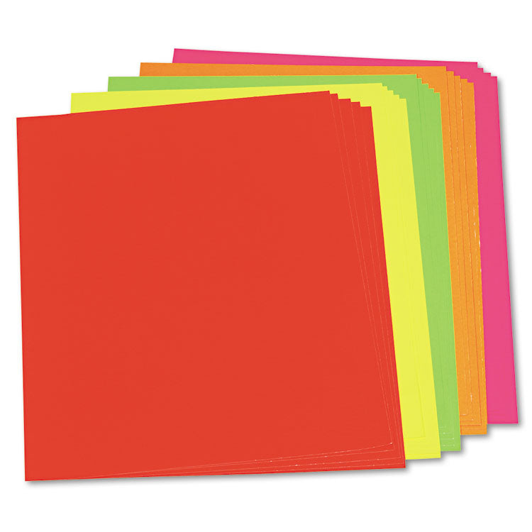 Neon Color Poster Board, 22 x 28, Lemon, Lime, Orange, Pink, Red, 25/Carton