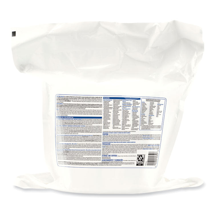Bleach Germicidal Wipes, 1-Ply, 12 x 12, Unscented, White, 110/Bag