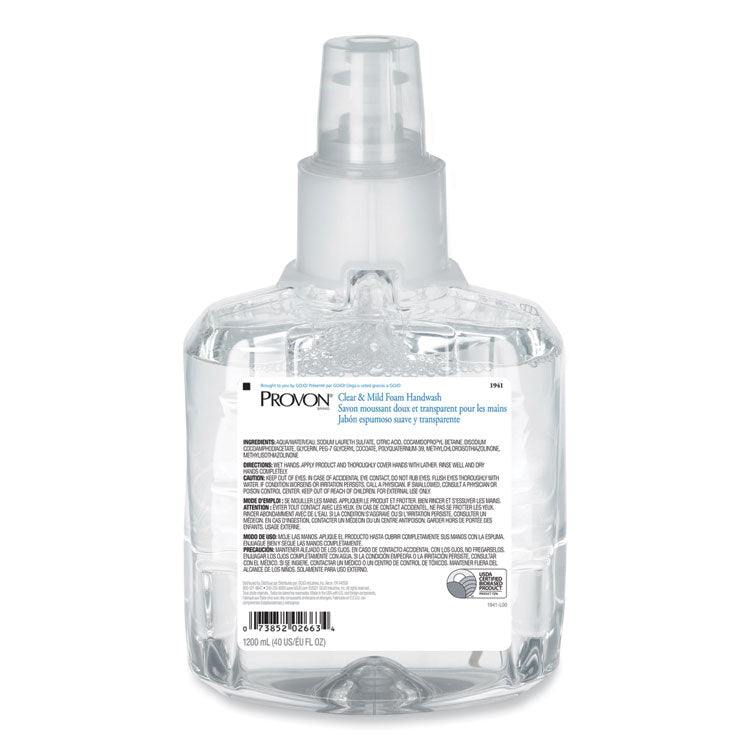 Clear and Mild Foam Hand Wash, Unscented, 1,200 mL Refill, 2/Carton