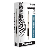 F-402 Ballpoint Pen, Retractable, Fine 0.7 mm, Black Ink, Stainless Steel/Black Barrel