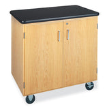 Mobile Storage Cabinet, 36w x 24d x 36h, Black/Oak